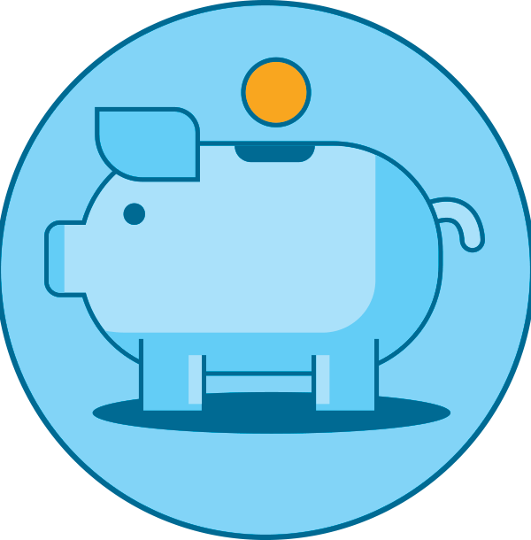 Blue piggy bank icon