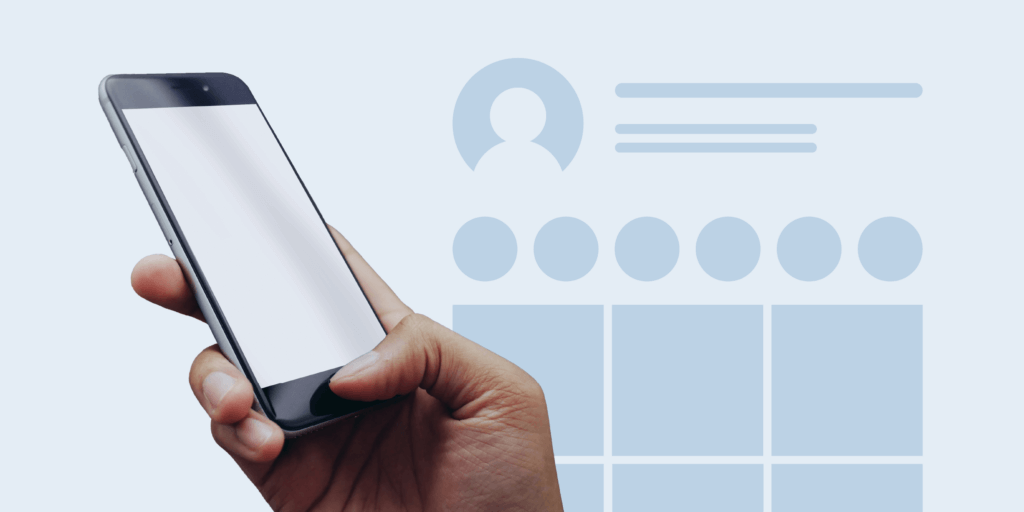Finding a Reputable Solar Company-01 Hand holding a smartphone with a social profile outline in the background