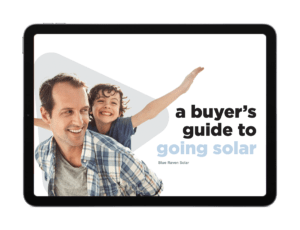 a buyers guide to going solar. Father with son on his back
