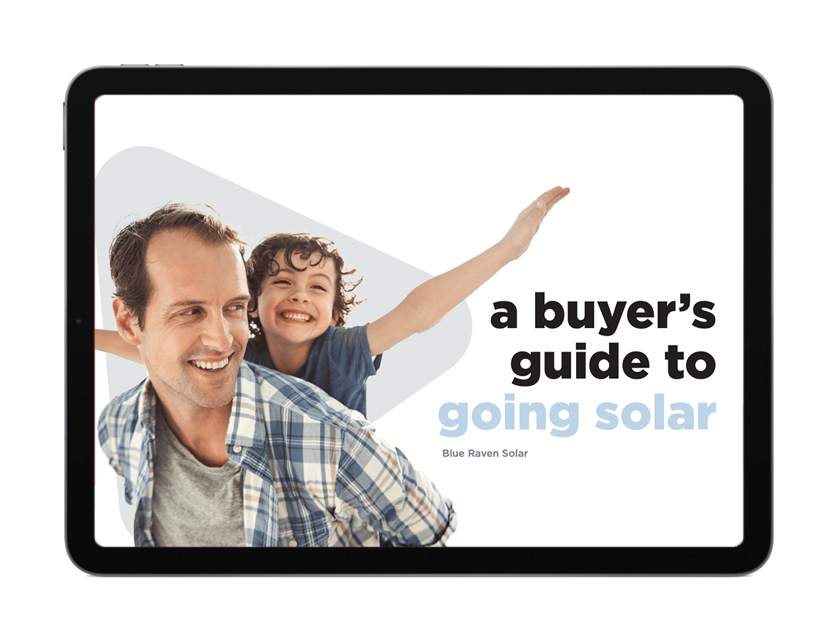 a buyers guide to going solar. Father with son on his back