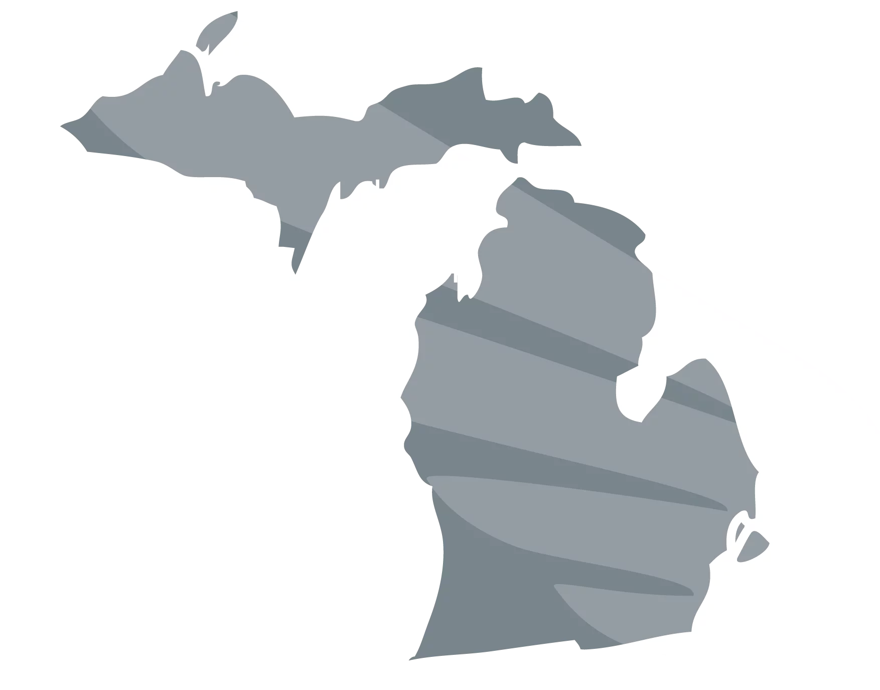 Michigan state outline in grey with Blue Raven Solar logo overlaid