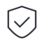 Security shield with checkmark in the middle icon in black