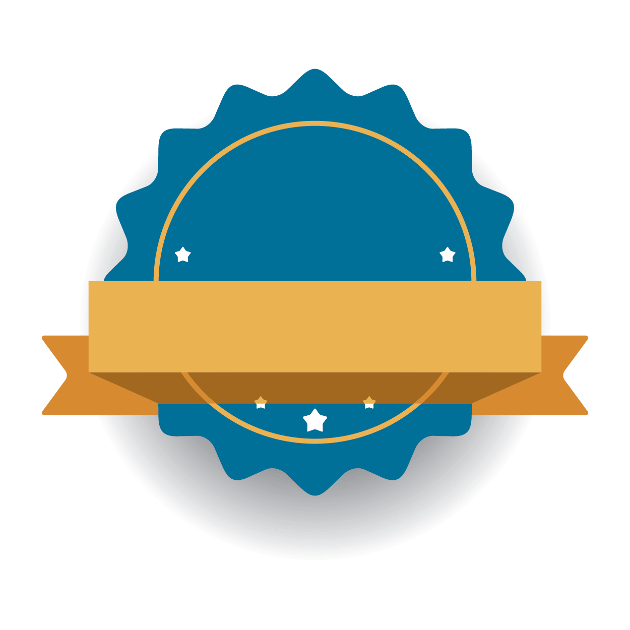 Blue badge with golden banner across the front