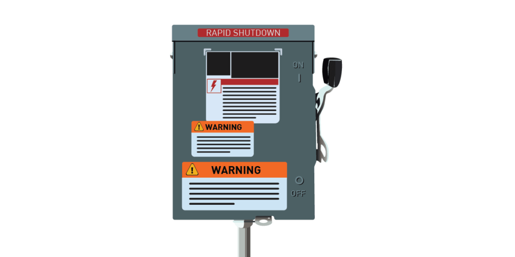Illustration of the Rapid Shutdown lever and where it is located