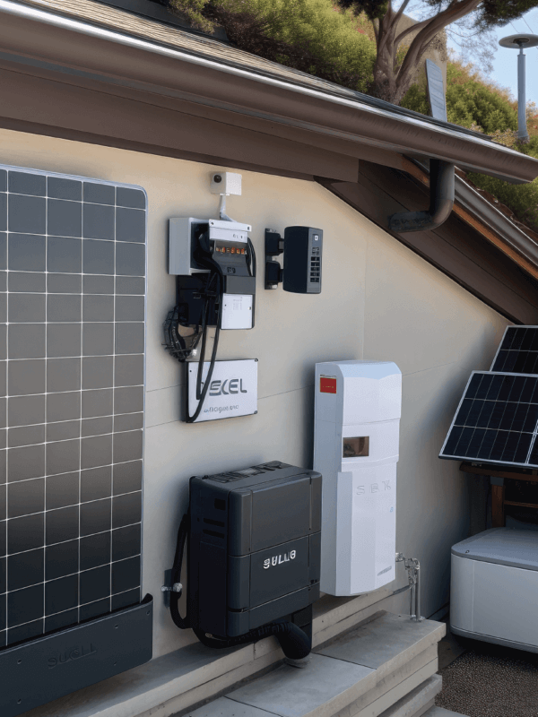 Solar technologies mounted, accompanied by other electrical components and systems