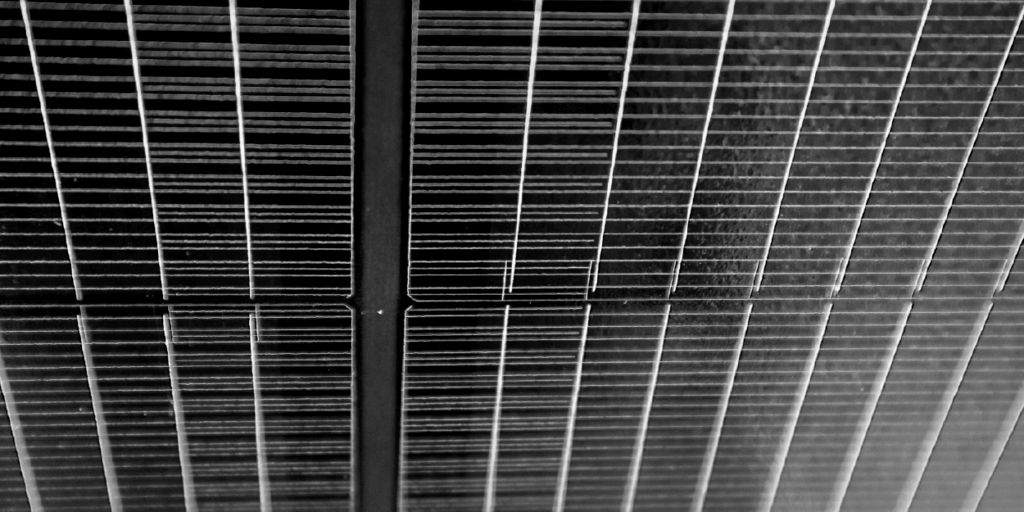 Up close shot of solar panel cells