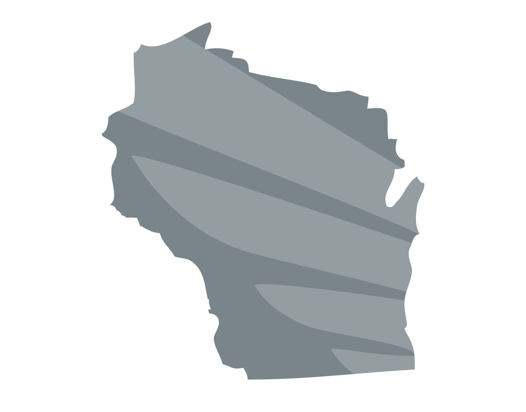 Wisconsin state outline in grey with Blue Raven Solar logo overlaid