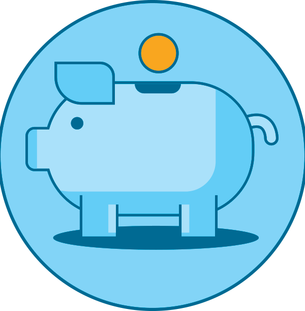 Blue piggy bank icon