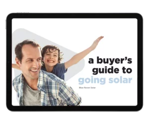 a buyers guide to going solar. Father with son on his back