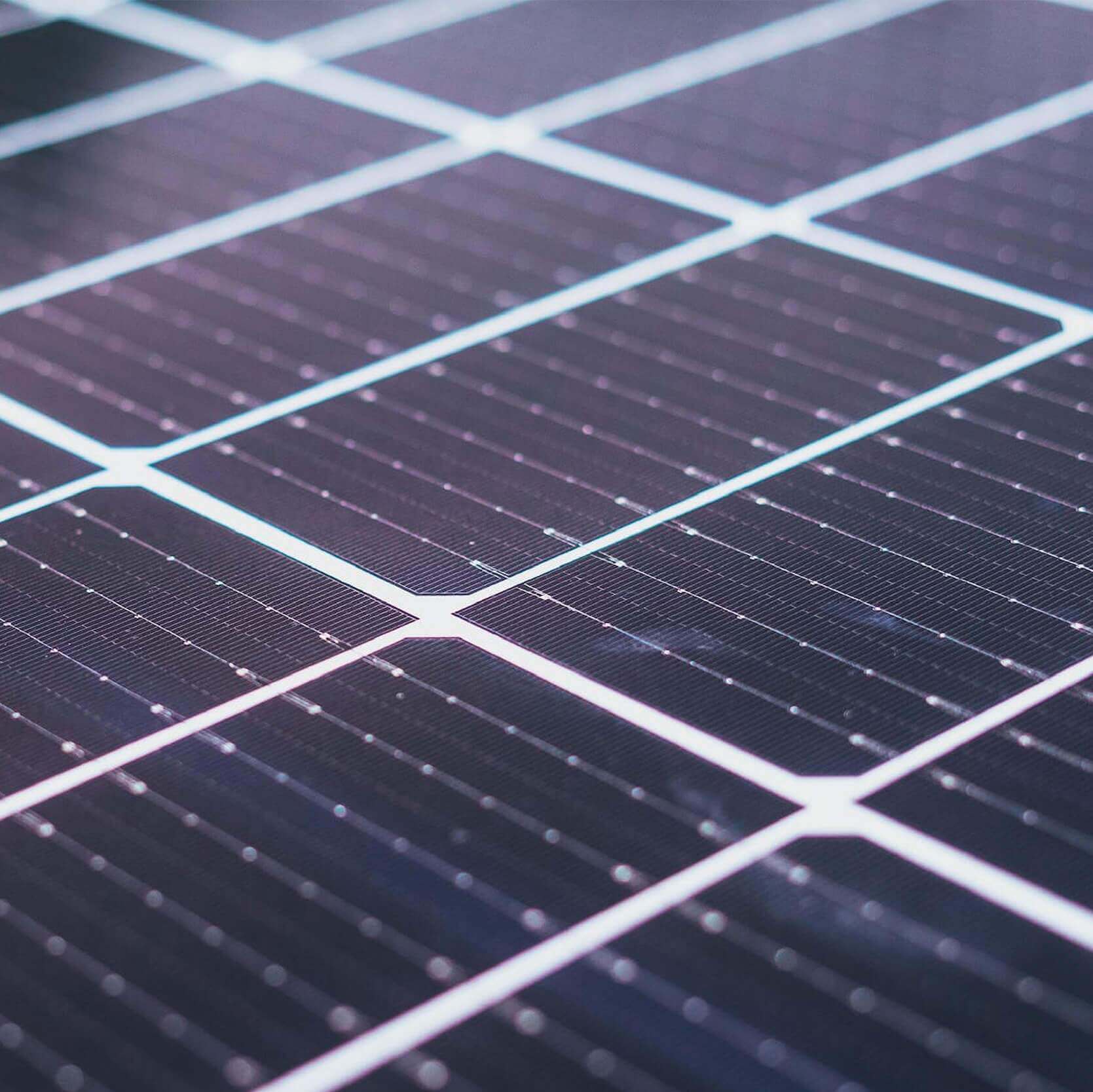Up close view of solar cells on a solar panel