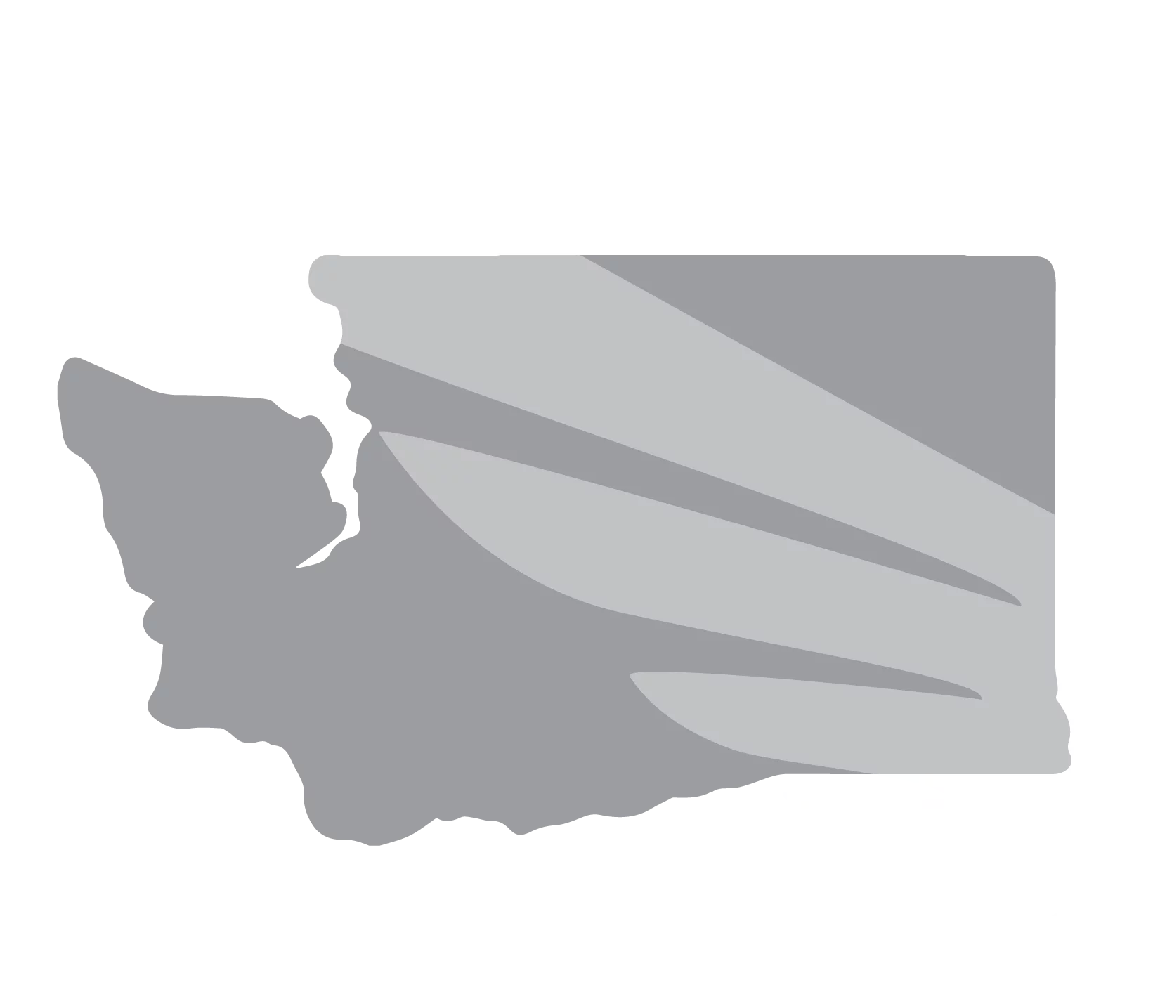 Washington state outline in grey with Blue Raven Solar logo overlaid