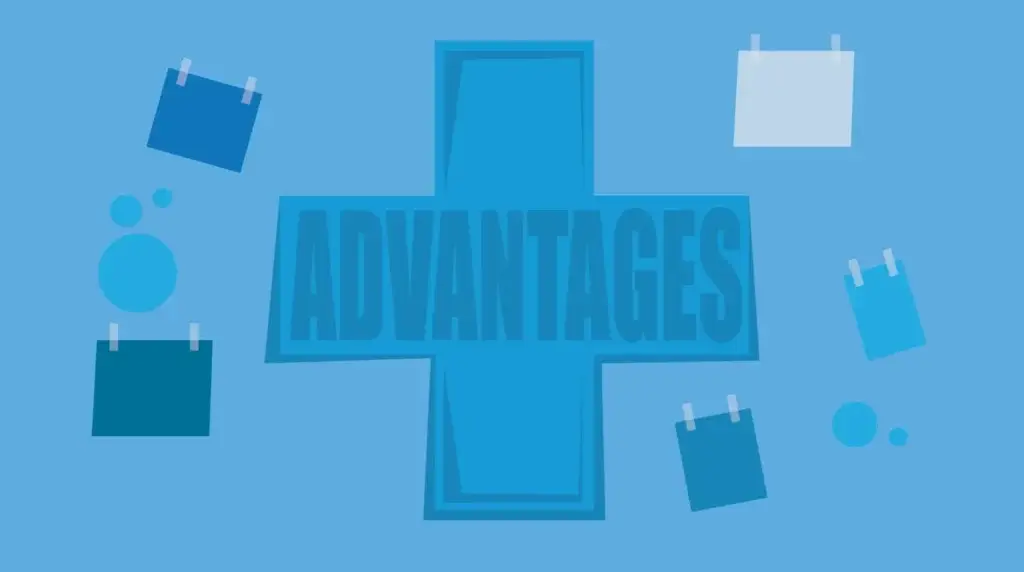 blue box that says advantages