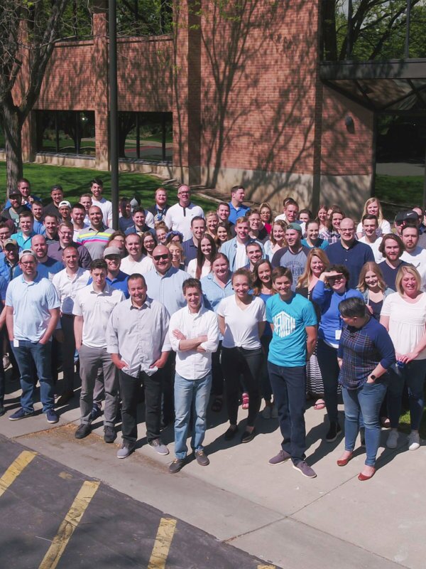 Blue Raven Solar employees standing in front of the corporate office in Orem, Utah
