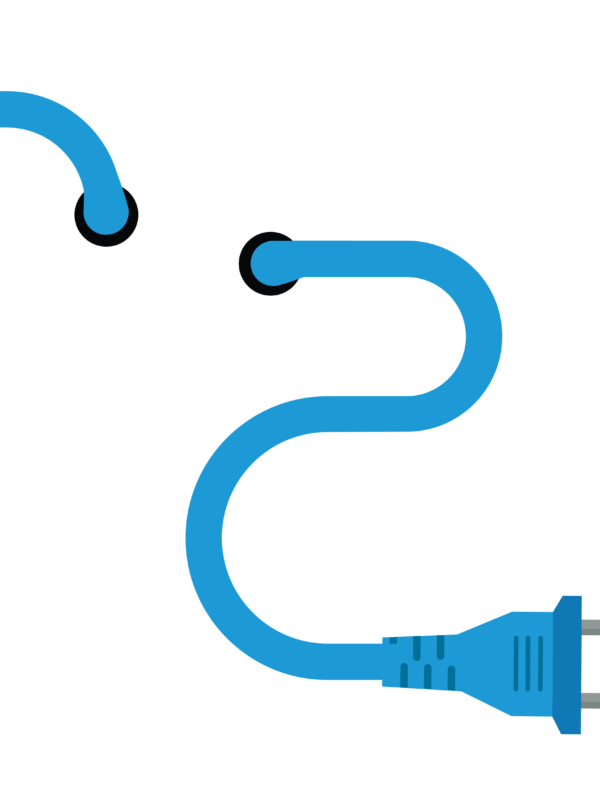 Electrical plug in blue graphic