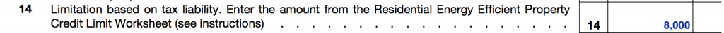line 14 of residential solar tax credit form