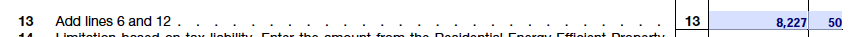 Line 13 of the residential energy credit tax form