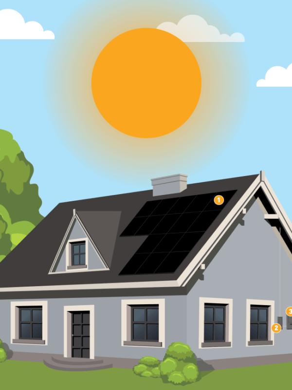 solar panels on house illustration
