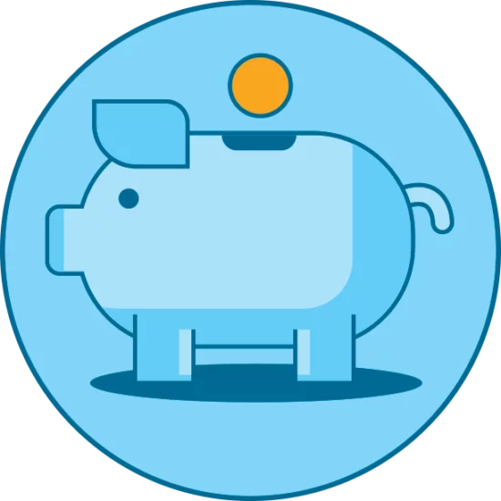 Blue piggy bank icon