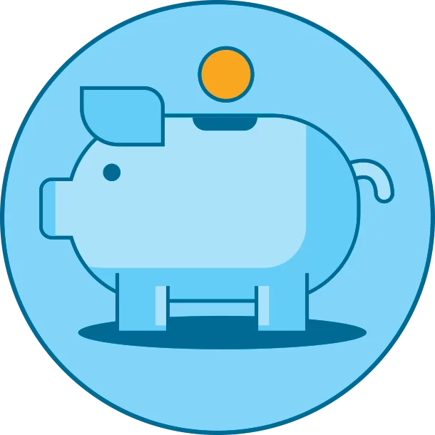 Blue piggy bank icon