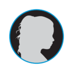 Review Graphic 4 Female with long hair silouette in dark grey circle icon