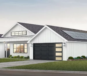 Black-and-White-House-Rendering residential solar panels white modern house