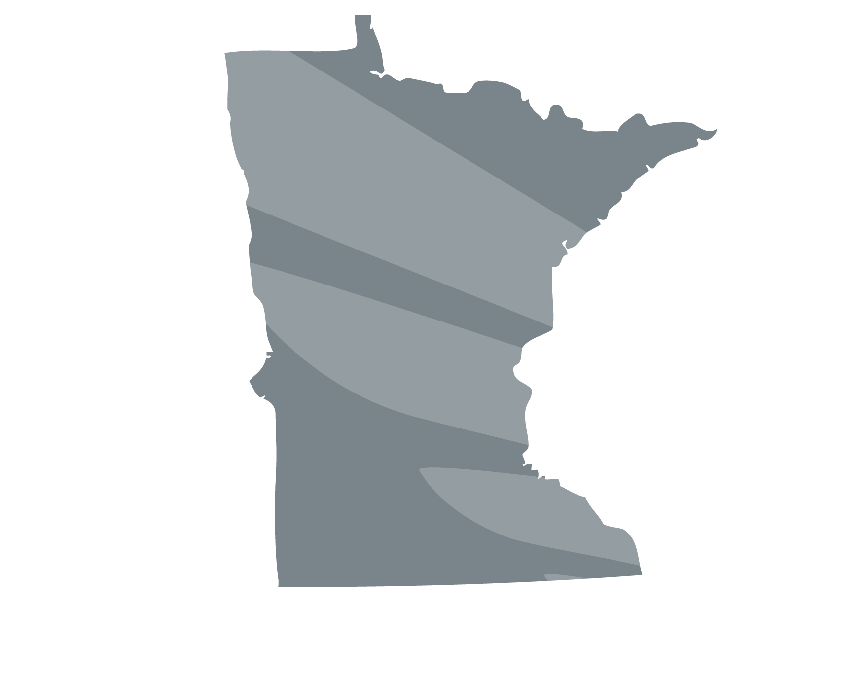 Minnesota state outline in grey with Blue Raven Solar logo overlaid