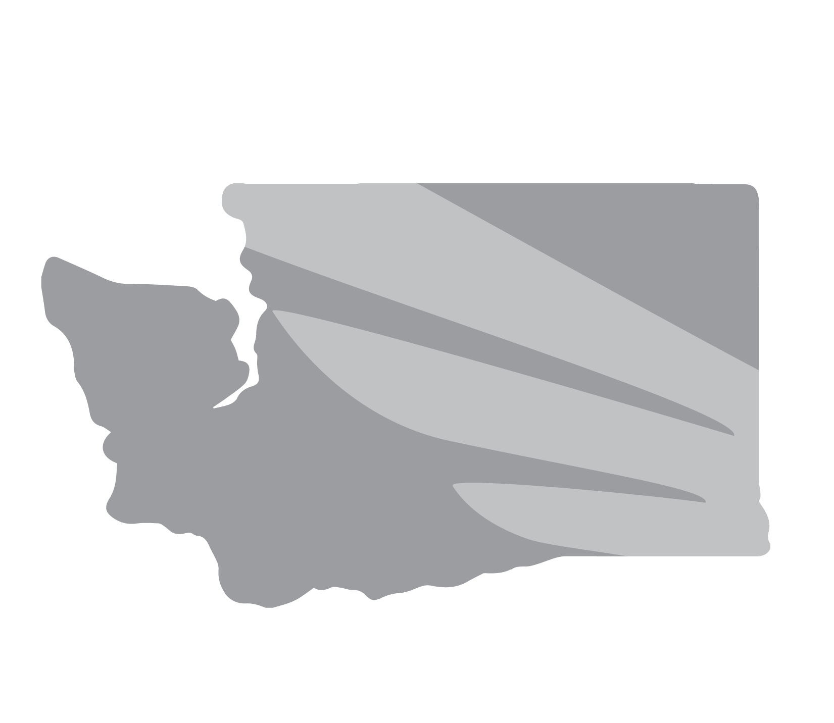 Washington state outline in grey with Blue Raven Solar logo overlaid