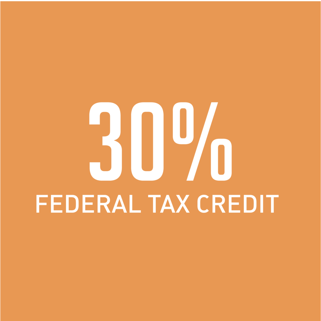 30% Federal Tax Credit with orange background