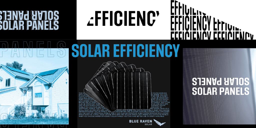 What are the Most Efficient Solar Panels-01 Custom graphic with solar panels, solar installation on a house, and "Efficiency" repeated