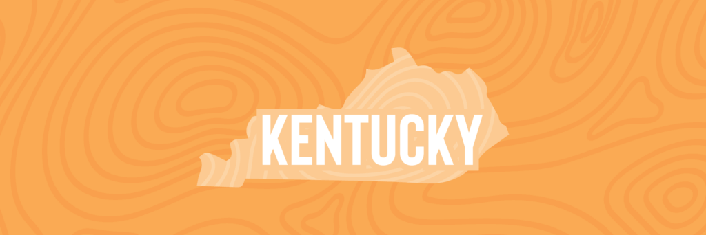 Silhouette of Kentucky state in various shades of light orange