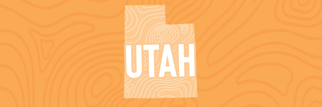Silhouette of Utah state in various shades of light orange