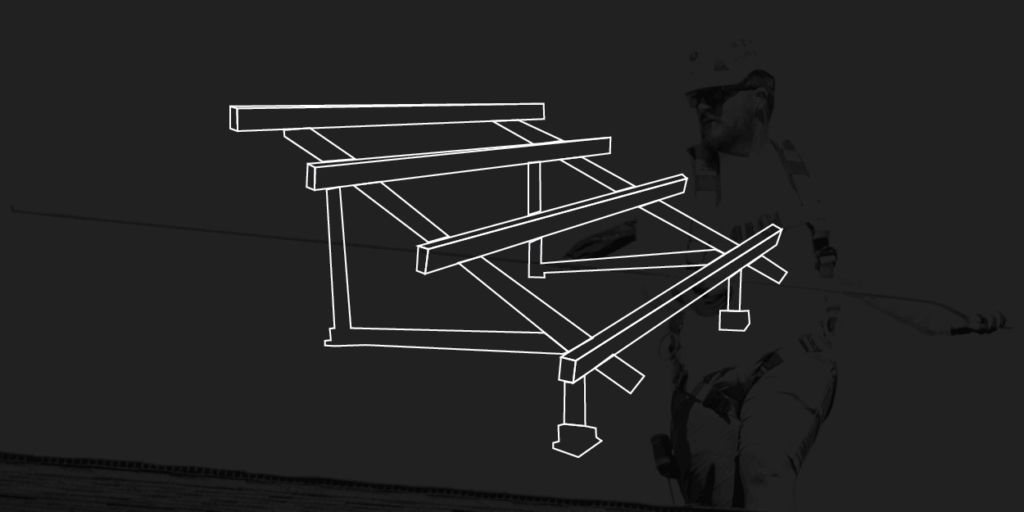 Solar Racking and Your Rooftop Energy System-03 A line drawing illustrating different types of solar racking options overlaid on a blackout image of a solar panel installer