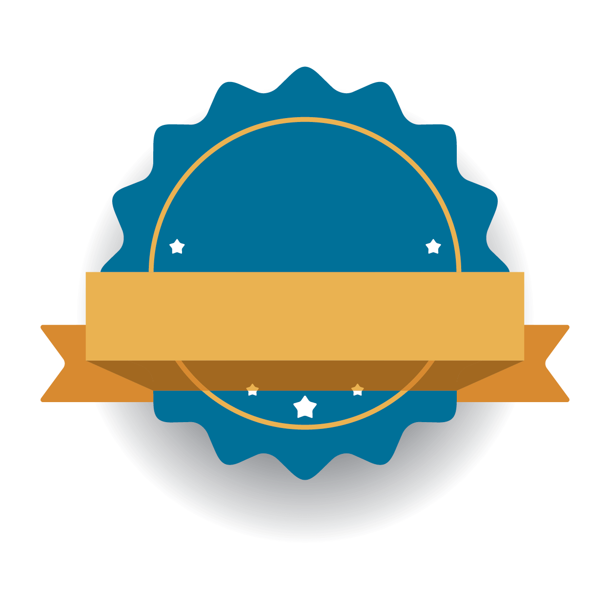 Blue badge with golden banner across the front