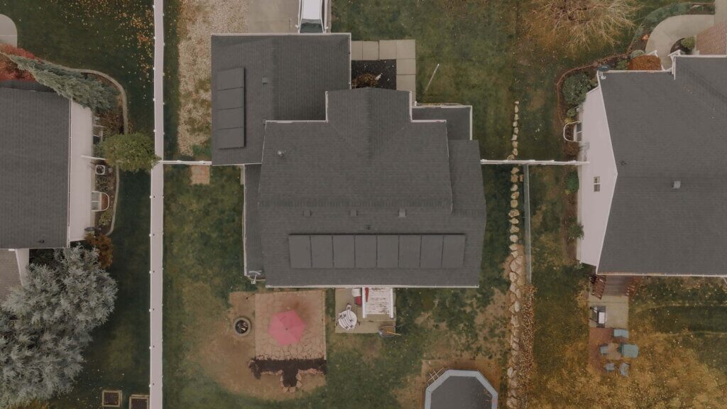 The Best Direction for Your Solar Panels-03 Birdseye view of a home with large solar panel system installed on multiple roof lines